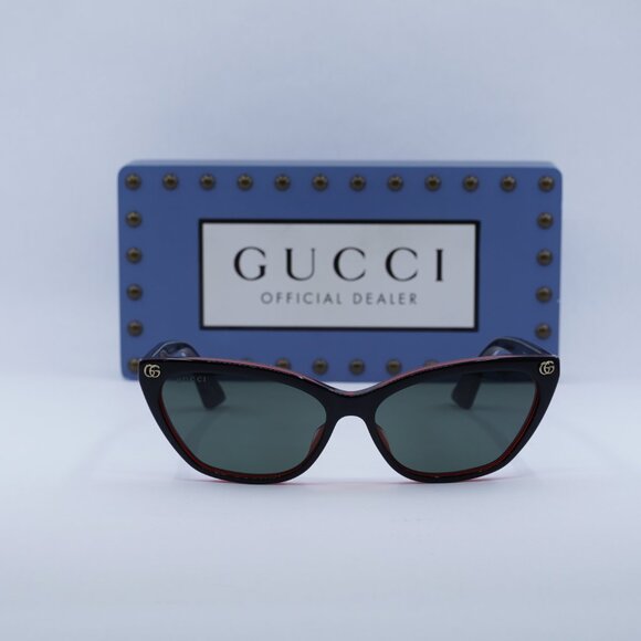 Gucci GG1815S 003 Cat Eye Sunglasses - Shiny Black/Red/Grey